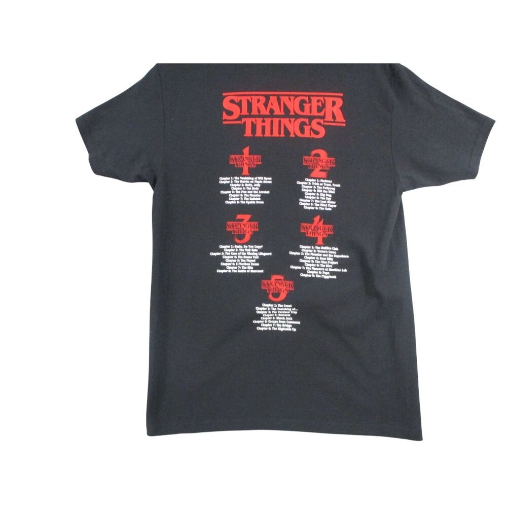 Stranger Things Black Graphic T-Shirt With Red‎ Logo & Back Print